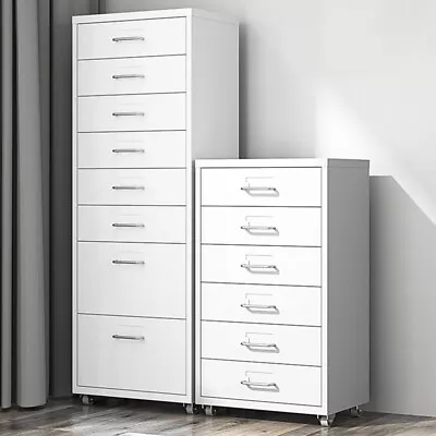 Tall 3-10 Drawer Metal Filing Cabinet On Wheels Office Drawers Storage Cupboard • £52.95