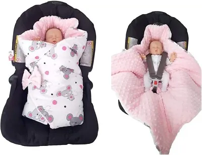 Reversible For CAR SEAT Swaddle Wrap Blanket Pink It's A Girl • £9.99