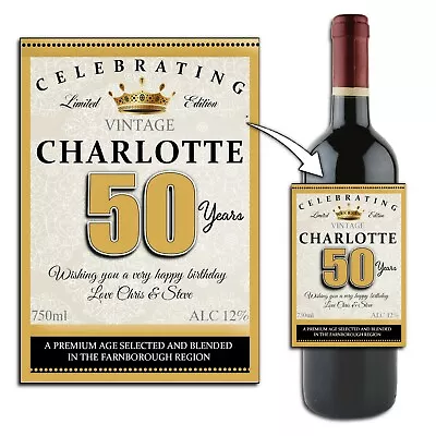 £3 • Buy Personalised Happy Birthday Wine Champagne Bottle Sticker Label N158 Any Age