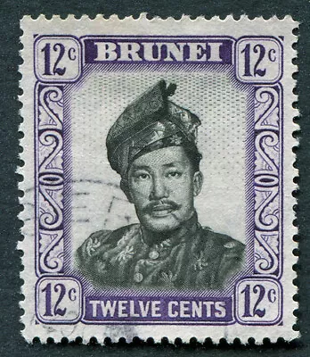 BRUNEI 1952-58 12c Black And Violet SG107 Used NG Sultan Omar Ali Saifuddin #B03 • $1.61