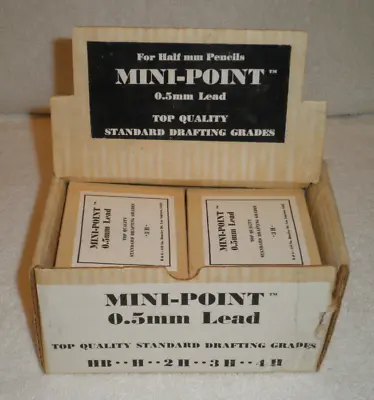 Vintage NOS Mini-Point 0.5mm Pencil Lead Top Quality Standard Drafting Grades 3H • $120