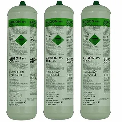 3 X Argon CO2 Disposable Welder Gas Bottle 60 L Litre For Gas Gasless Mig Weld • £59.99