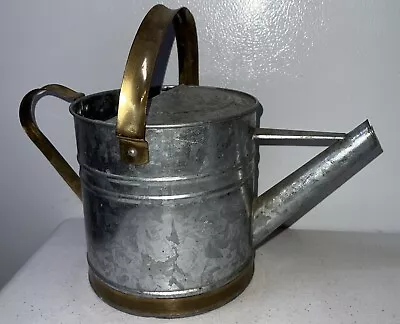 Galvanized Steel Metal & Brass Watering Can - 12” Wide • $18.50