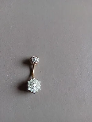 Gorgeous Belly Bar  In Cubic Zirconia & 9ct Gold Fully Hallmarked On The Ball • £59.99