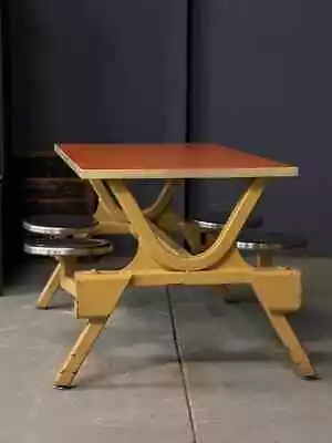 Vintage Swing Out Seat Table Industrial Dining Table Four Person Table • $2899