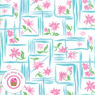 Moda FLOWER SACKS 22356 15 Blue Pink Floral ME & MY SISTER Quilt Fabric • $5.75