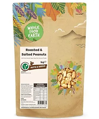 Wholefood Earth - Roasted And Salted Peanuts 1 Kg | GMO Free | Natural | Vegan • £26.99