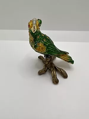 Bejeweled Enameled Cockatoo Trinket Box With Rhinestones • $10