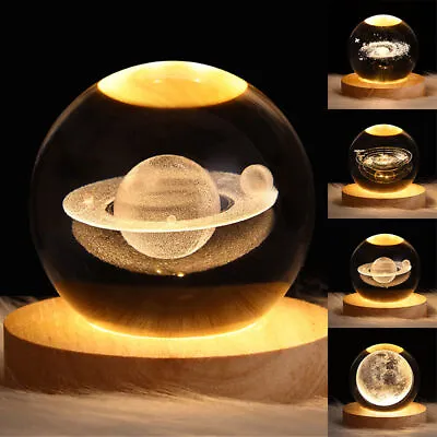 £7.99 • Buy LED Crystal Table Lamp USB 3D Moon Galaxy Globe Night Light Kids Xmas Decor Gift
