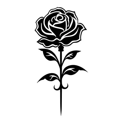 Single Straight Rose Flower Vinyl Decal Sticker Art Wall Home Various Colours • £2.45