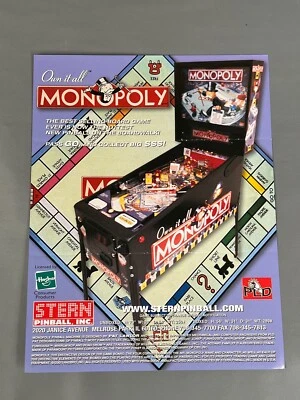 Monopoly Flyer New NOS PROMO Stern Pinball Machine Art Artwork Retro • $13.56