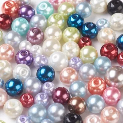 £18.69 • Buy Glass Pearl Beads Round Glass Mixed Colour Jewellery Wedding Sewing Crafts