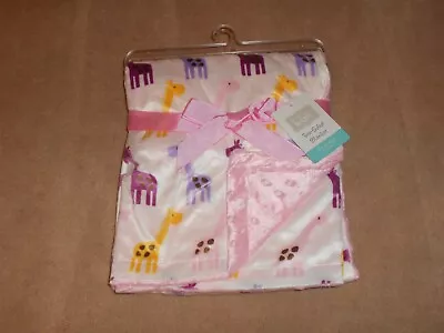 New Hudson Baby Girl Mink Blanket With Dotted Mink Back - Pink Giraffes • $10