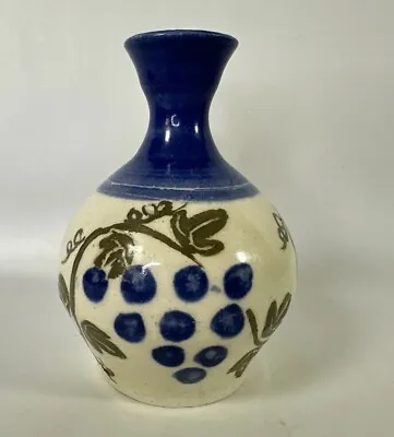 Chattahoochee Studio Art Pottery Sautee GA.Vase Grapes Signed Patricia 1985 5” T • $24.99