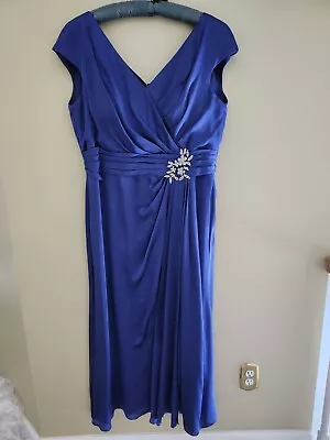 Mother Of The Bride Dress Jade By Jasmine Sz 18 Blue Detachable Shawl Rhinestone • $99