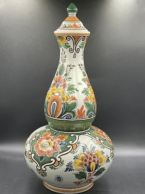 Original Delft Polychrome RAAM Hand Painted Vase Lidded Vase Vintage... • $215.24