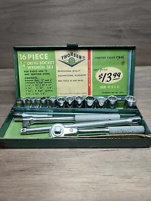 1968 Vintage Thorsen 16 Piece 1/4  Drive Socket Set No 1416. Nice! • $29.99