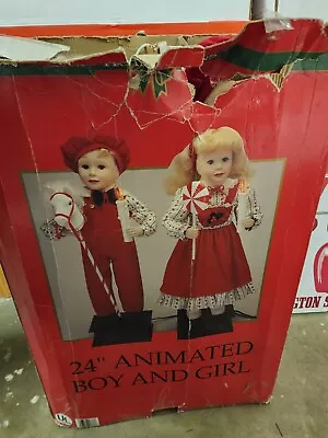 Traditions Animated Boy & Girl 24” Motionettes Vintage Christmas Holiday • $150