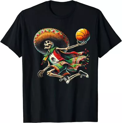 Cool Skeleton Mexican Playing Basketball Cinco De Mayo Funny T-Shirt UnisS-5XL • $13.99