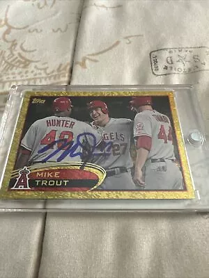 MIKE TROUT 2012 Topps Gold Sparkle #446 Angels RC Rookie Signed Auto Autograph • $61