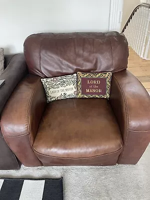 Brown Leather Arm Chair Used • £30