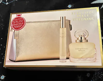 Estée Lauder Beautiful Belle Perfume 3 Piece Gift Set Duo Voyage Exclusive Macys • $68