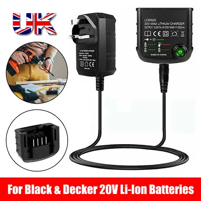 £14.29 • Buy UK Plug Battery Charger Lithium-Ion Replacement For Black & Decker Max LBXR20