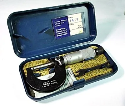 Moore & Wright Machinist 0-1 In/0-25mm Micrometer No. 965 In Custom M&W Case • $24.95