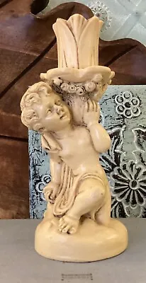 Vintage Cherub Resin Candle Holder Cream Colored Shabby Cottage French Country • $18.99