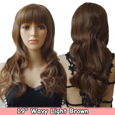 Glueless Full Head Wig With Fringe Bangs Womens Fancy Party Costume Hair Dress G • £18.94