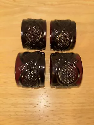 Avon Cape Cod Napkin Rings Set (4) Four 1 3/8” Ruby Red Cranberry Excellent • $19