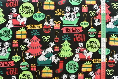 Disney 101 Dalmatians Christmas Joy Fat Quarter 100% Cotton Fabric Dogs Puppies • £9.40