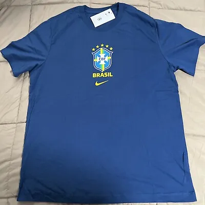 New Men’s Nike Navy Blue Brazil Soccer Team T-shirt XL • $22