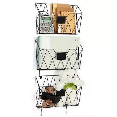 Hanging Wall File Holder Wall Mount Metal Wall File Organizer 3 Pockets Mail ... • $37.13