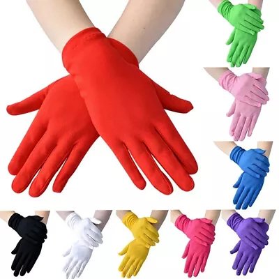 Women Satin Warm Gloves Full Finger Gloves Wedding Prom Costume 15 Colors • $6.99