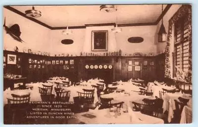 MERIDAN Mississippi MS ~ Roadside WEIDMANN'S RESTAURANT Interior 1940s Postcard • $7.98