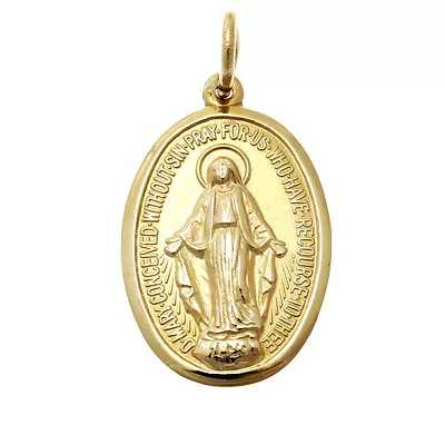 9ct Gold Miraculous Mary Medal Pendant Necklace - Madonna Medal Our Lady • $149.19