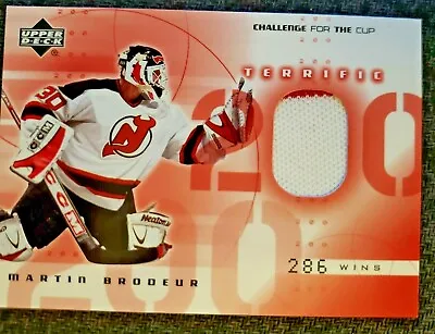 2001-02 UD Challenge For The Cup Jerseys #TMB Martin Brodeur • $100