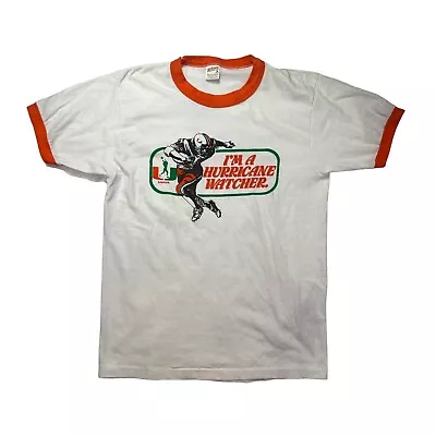 Vintage Miami Hurricanes Ringer 80s  The U Mens Medium Shirt Distressed • $26.99