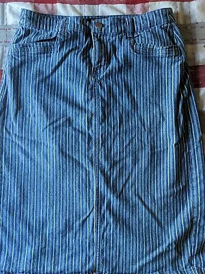 Baccini Size 8 Striped Denim Jeans Skirt Modest • $5.12