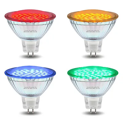 Red Green Blue Yellow 12V LED MR16 Low Voltage Light Bulb GU5.3 Colour Spotlight • £6.99