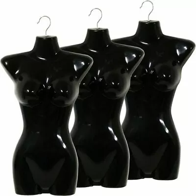 MN-011 3pcs BLACK Female Hanging Torso Form Mannequin With Metal Swivel Hook • $19.99