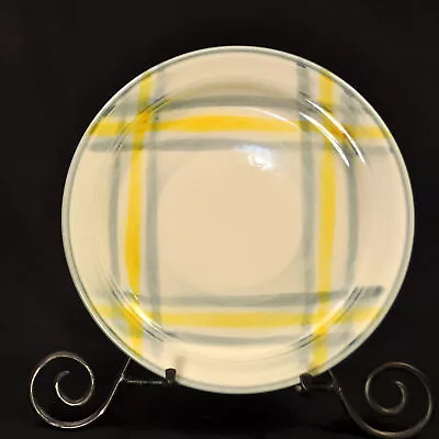 Vernon Tweed Vernonware Luncheon Plate 9 7/8  Plaid Yellow Grey Trim 1950-1954 • $29.98