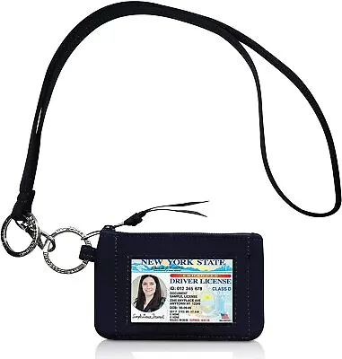 Zip ID Case Wallet Zip ID Case With Lanyard Badge ID Holder And Lanyard Black • $13.50