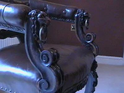 £550 • Buy Victorian, Carved, Oak, Lion, Leather, Gothic, Chair