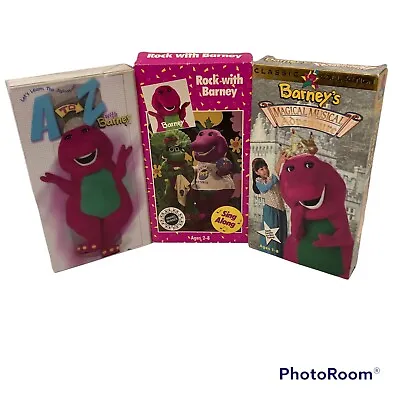 $53.35 • Buy Barney A TO Z / Magical Musical Adventure/ Rock W Barney VHS LOT Tested Vintage