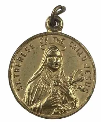 Vintage Catholic St Therese Pope Pius X Gold  Tone Religious Medal • $11.99