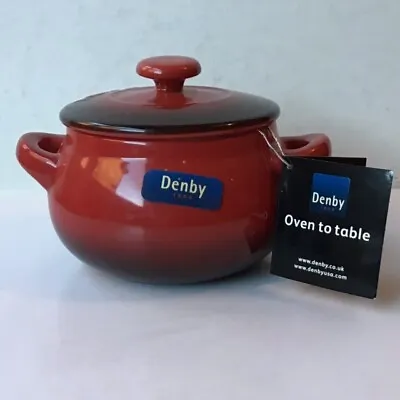 Denby Brand NEW Cherry Red Individual MINI CASSEROLE DISH With Lid DISCONTINUED • £22.50