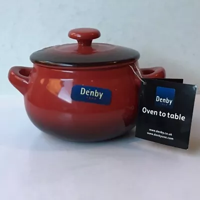 Denby Brand NEW Cherry Red Individual MINI CASSEROLE DISH With Lid DISCONTINUED • £22.50
