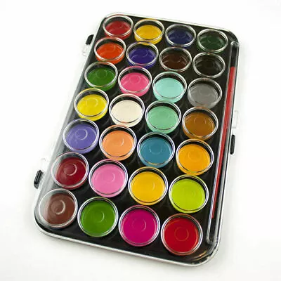 🔥Large 28 Watercolour Paint Block Set & Brush Palette In Case Artist Art/Craft • £3.75